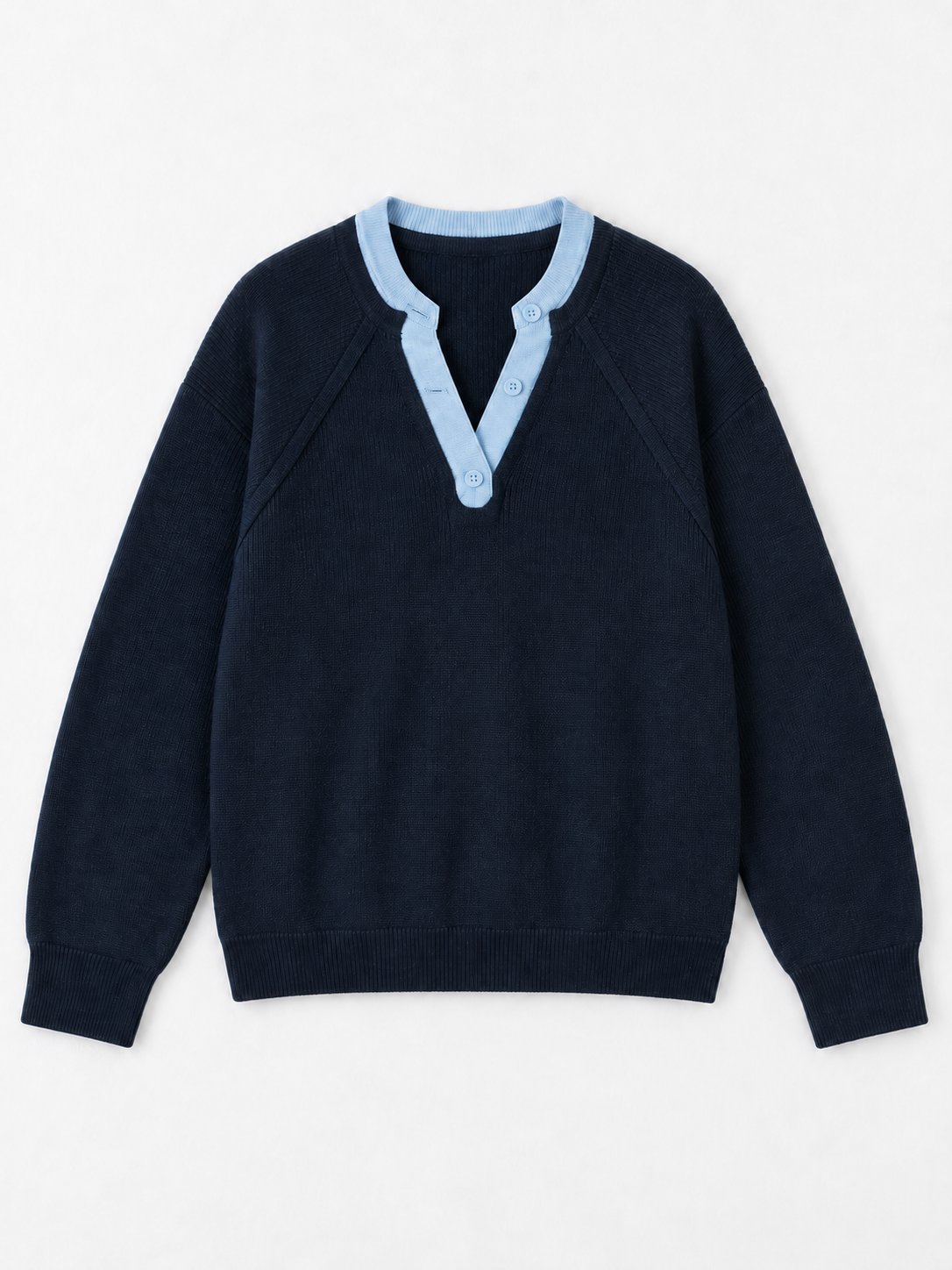 Navy blue · flat-front