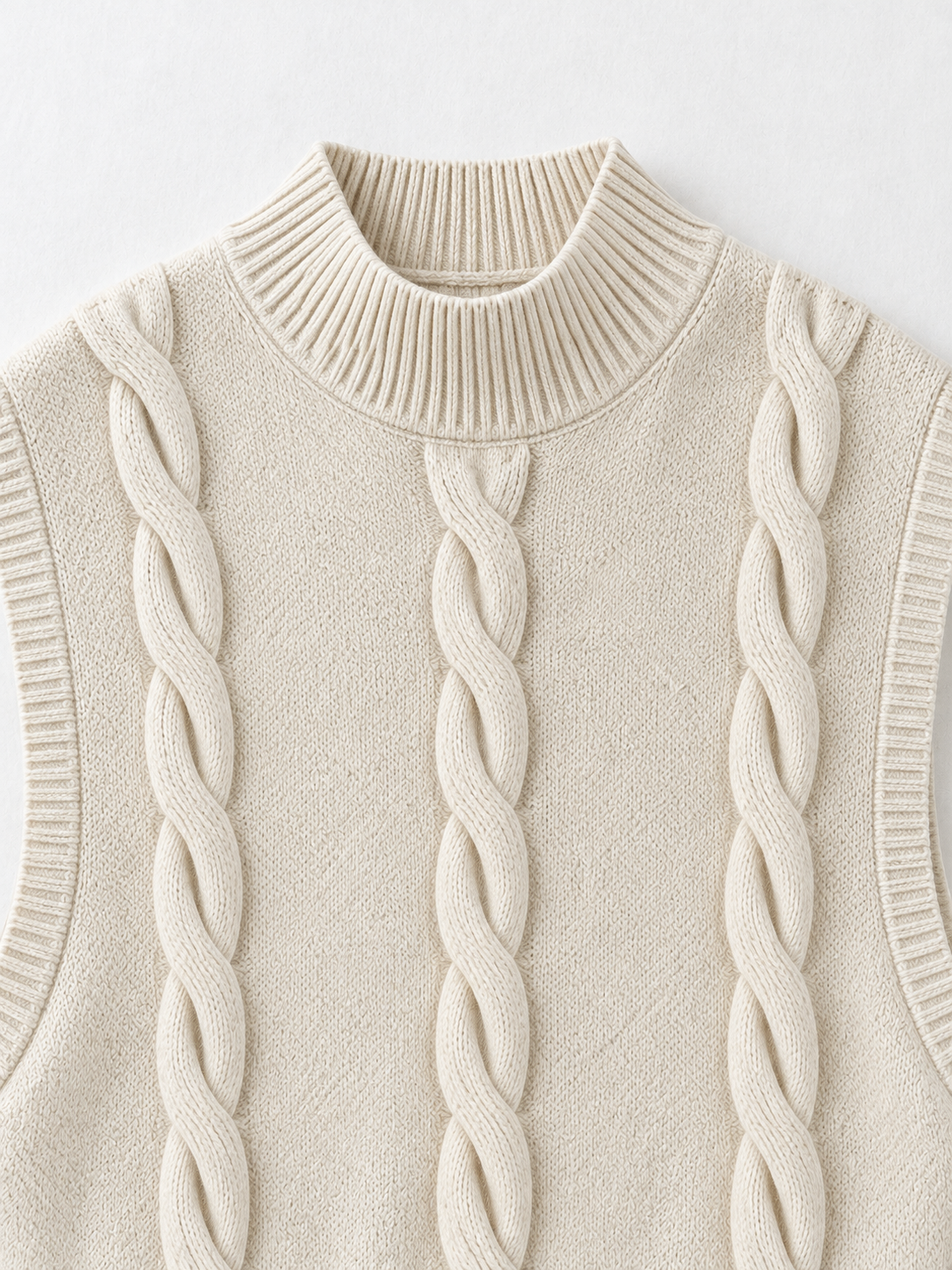 Side-Button Cable-Knit Vest · detail-1
