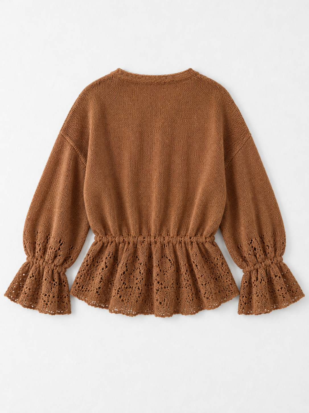 Drawstring Peplum Knit Cardigan · flat-back