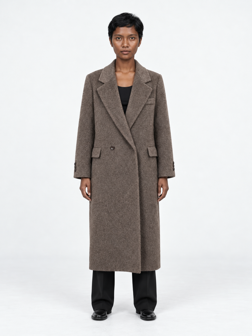 Long Notch-Lapel Coat