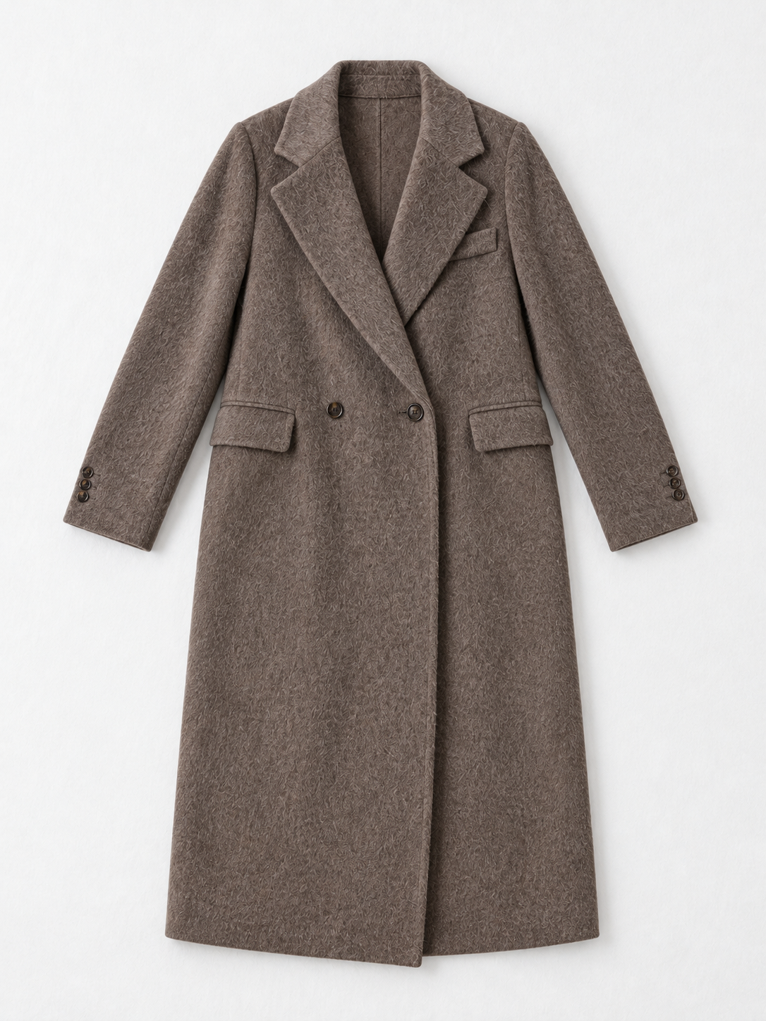 Long Notch-Lapel Coat · flat-front