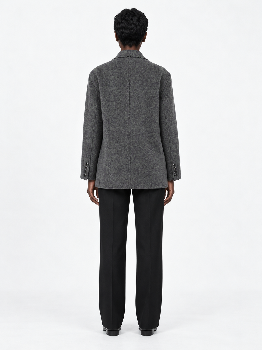 Asymmetric Wrap Coat · model-back