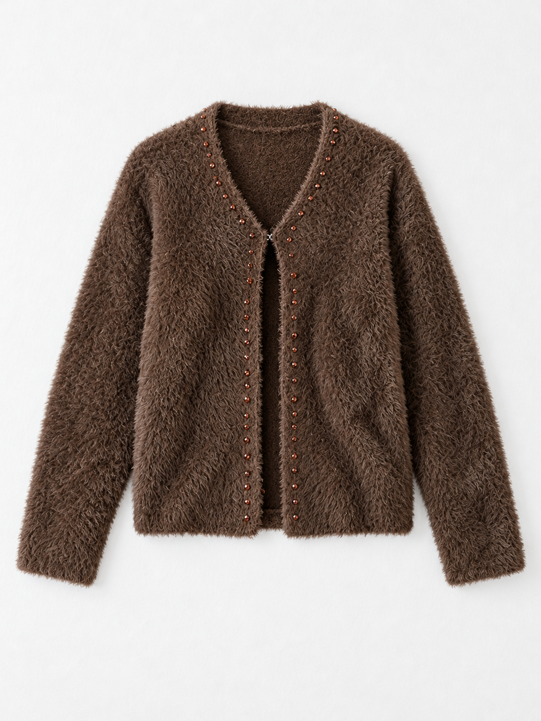 Embellished Textured Cardigan · flat-front