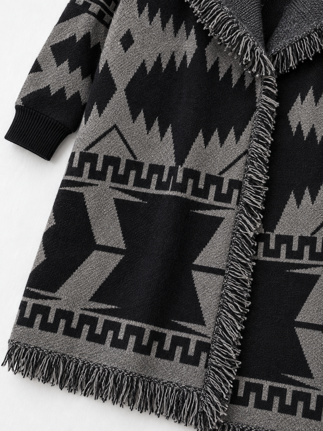 Geometric Fringed Long Cardigan · detail-2