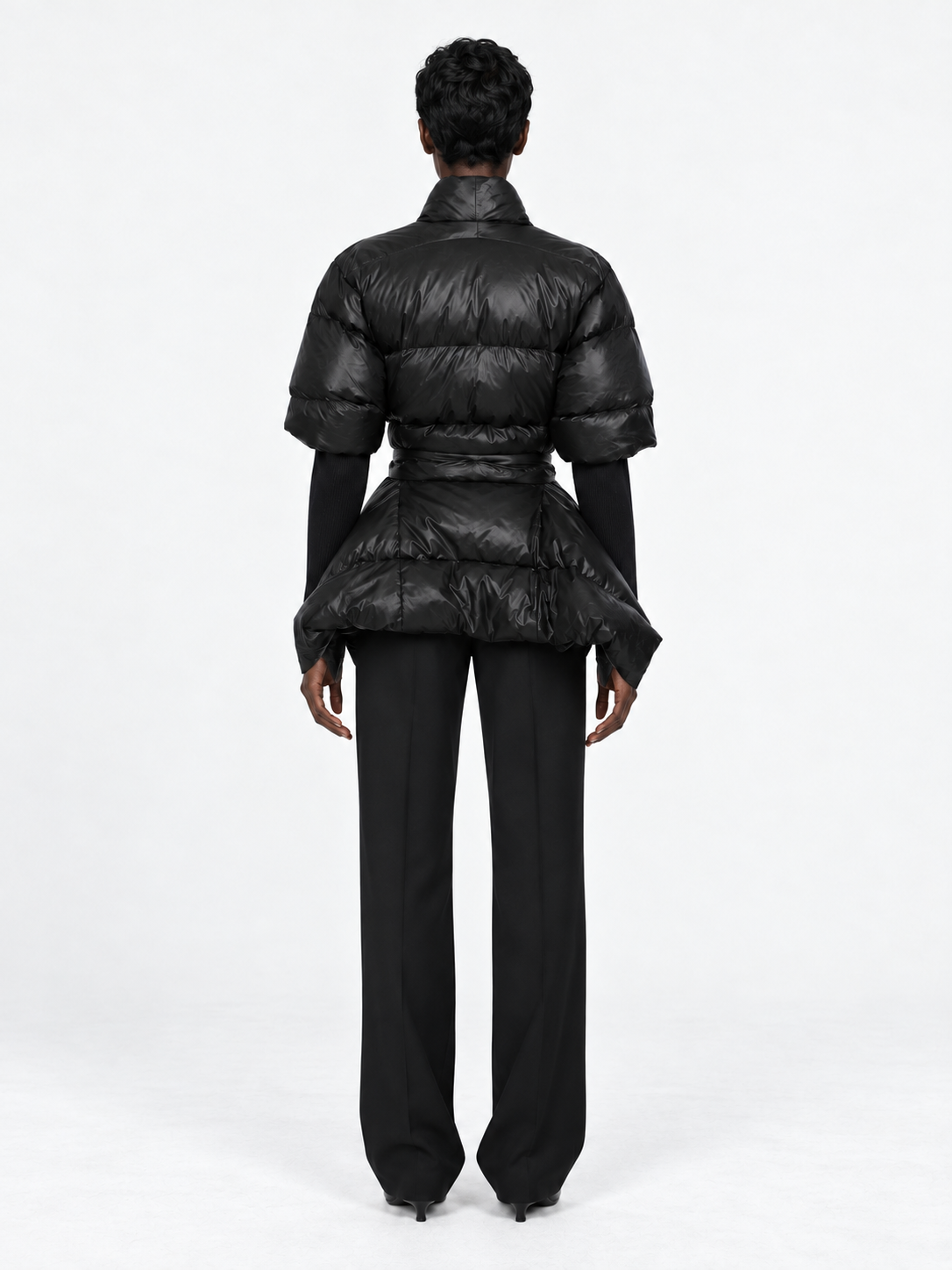 Tie-Waist Hybrid Padded Jacket · model-back