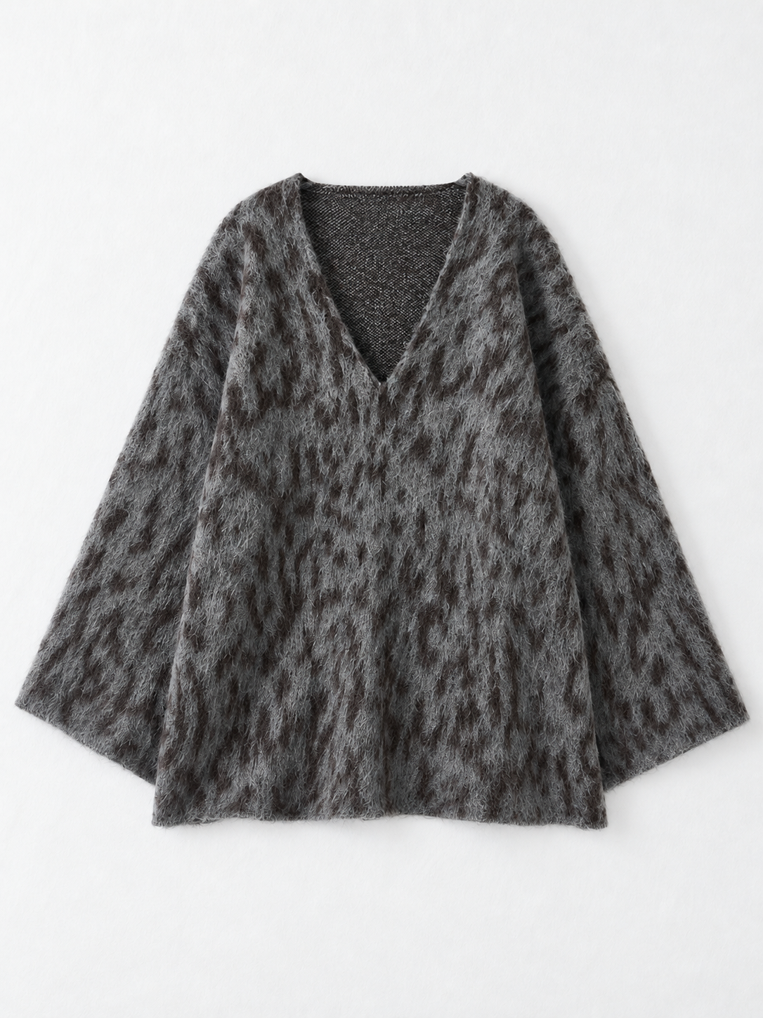 Leopard-Pattern V-Neck Sweater · flat-front