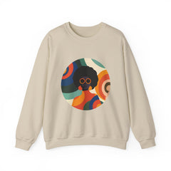 Retro Afro Circle Crewneck Sweatshirt - Colorful 70s Vibe