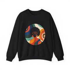 Retro Afro Circle Crewneck Sweatshirt - Colorful 70s Vibe