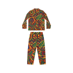 Joma Satin Pajama Set — Bold Retro Swirl Print Women's Sleepwear