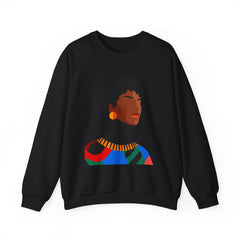 Afrocentric Portrait Crewneck Sweatshirt — Bold Black Woman Art