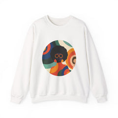Retro Afro Circle Crewneck Sweatshirt - Colorful 70s Vibe