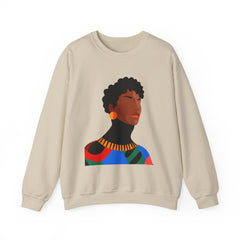 Afrocentric Portrait Crewneck Sweatshirt — Bold Black Woman Art