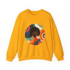 Retro Afro Circle Crewneck Sweatshirt - Colorful 70s Vibe