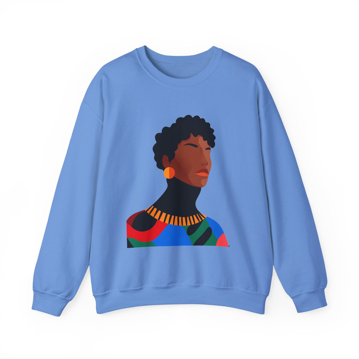 Afrocentric Portrait Crewneck Sweatshirt — Bold Black Woman Art