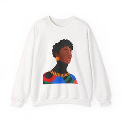 Afrocentric Portrait Crewneck Sweatshirt — Bold Black Woman Art