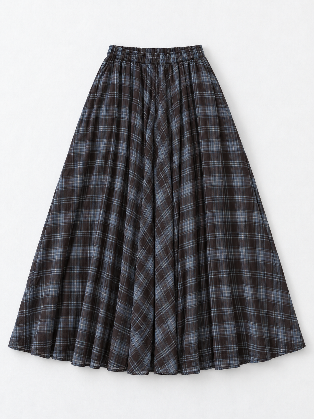 Muted Check Maxi Skirt · flat-front