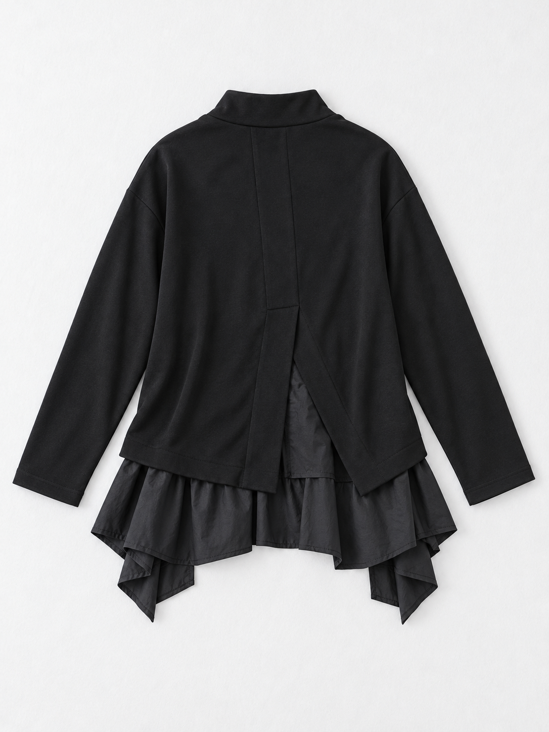 Ruffle-Hem High-Neck Sweatshirt · flat-back