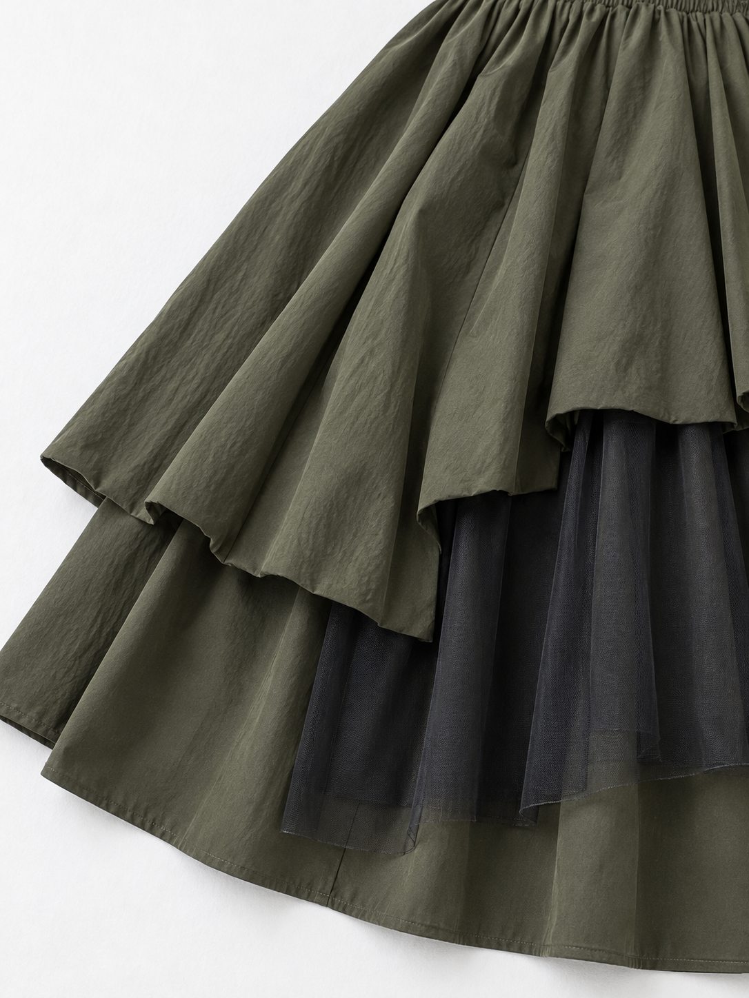 Asymmetric Layered Midi Skirt · detail-2