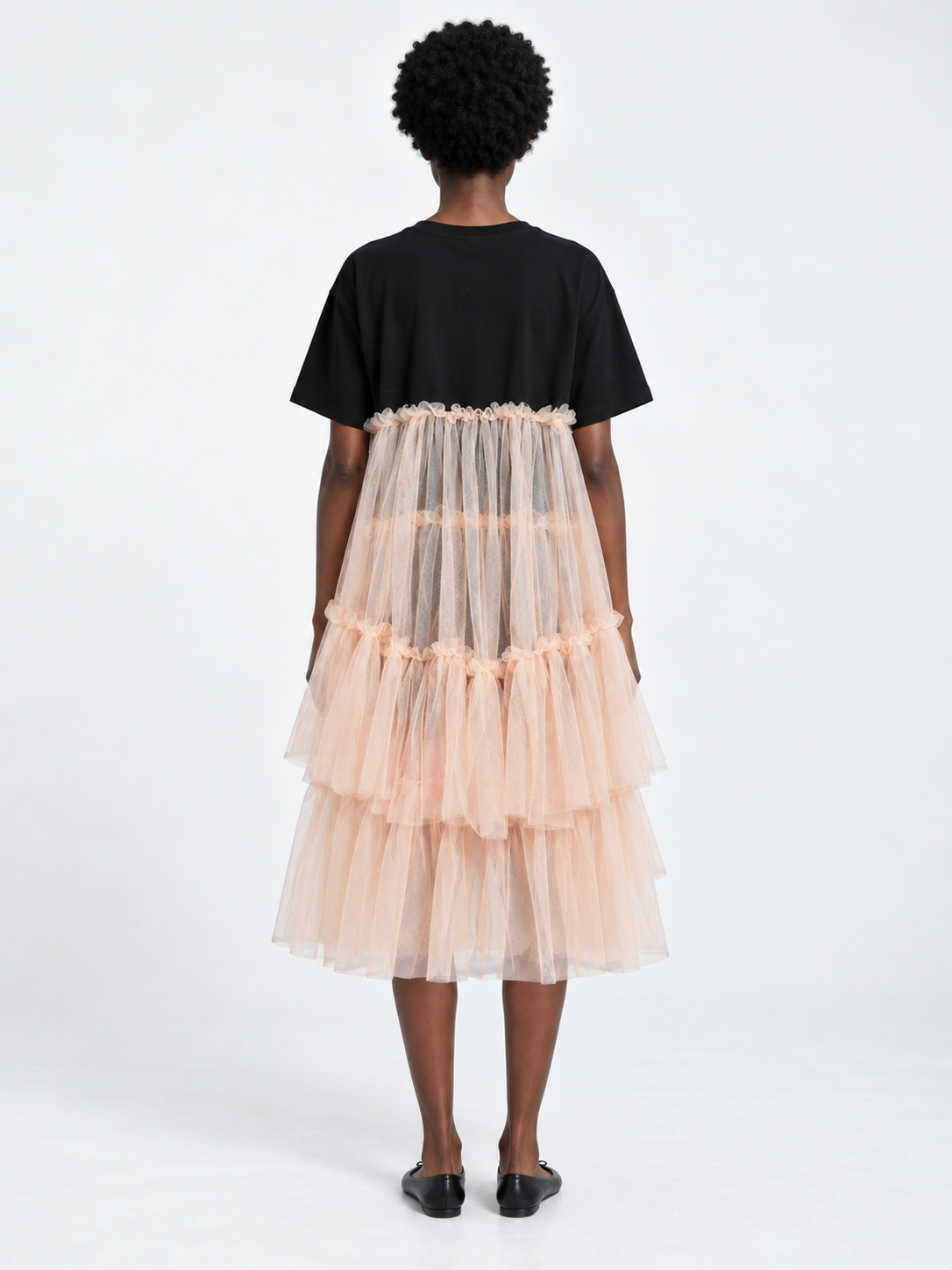 Contrast Tulle-Tier Dress · model-back