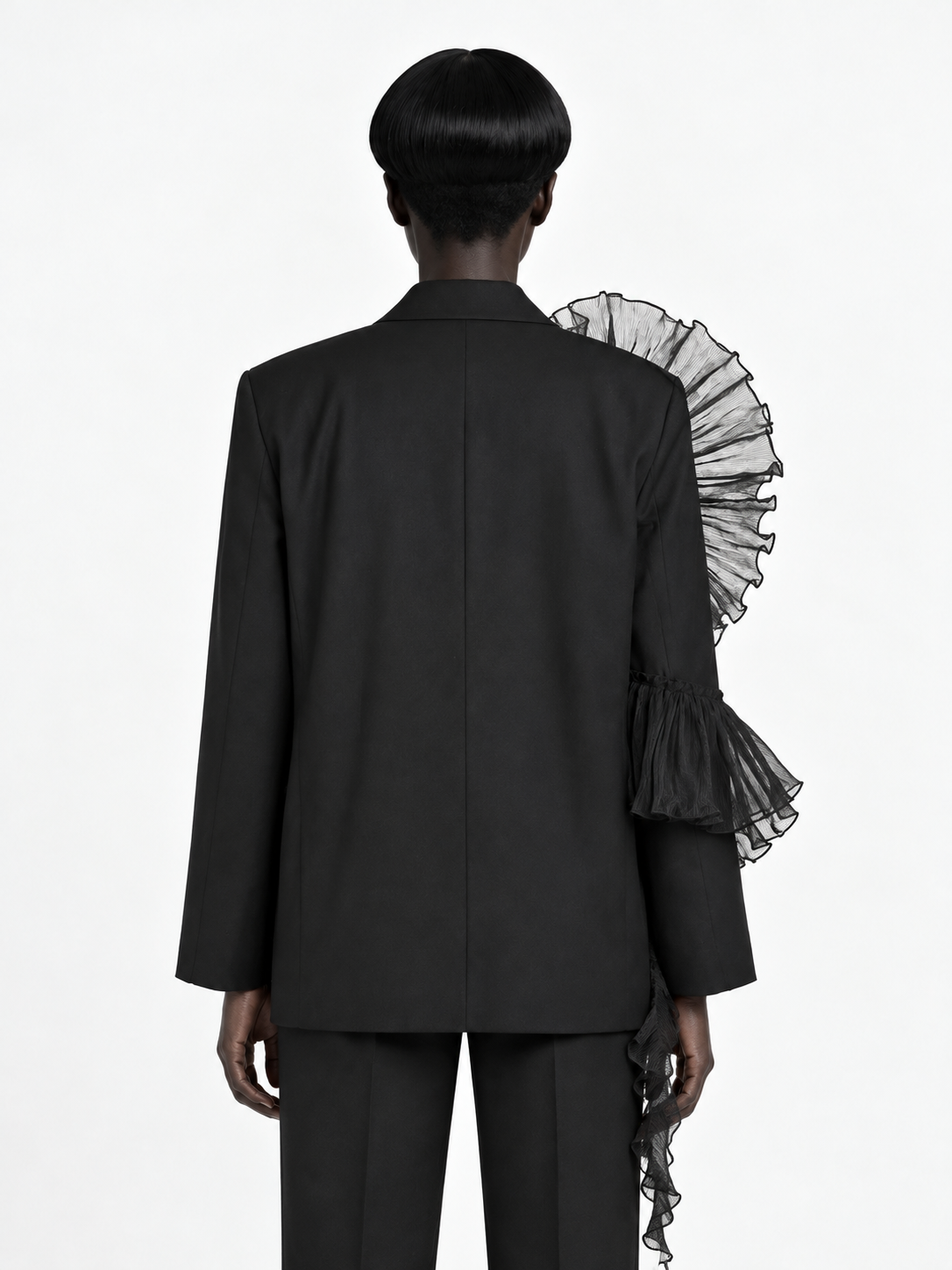 Organza Ruffle Blazer · model-back