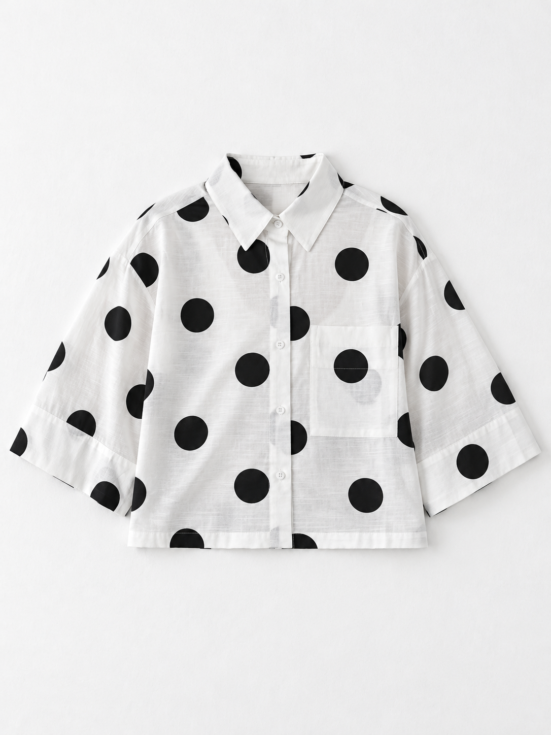 Dot-Print Boxy Shirt · flat-front