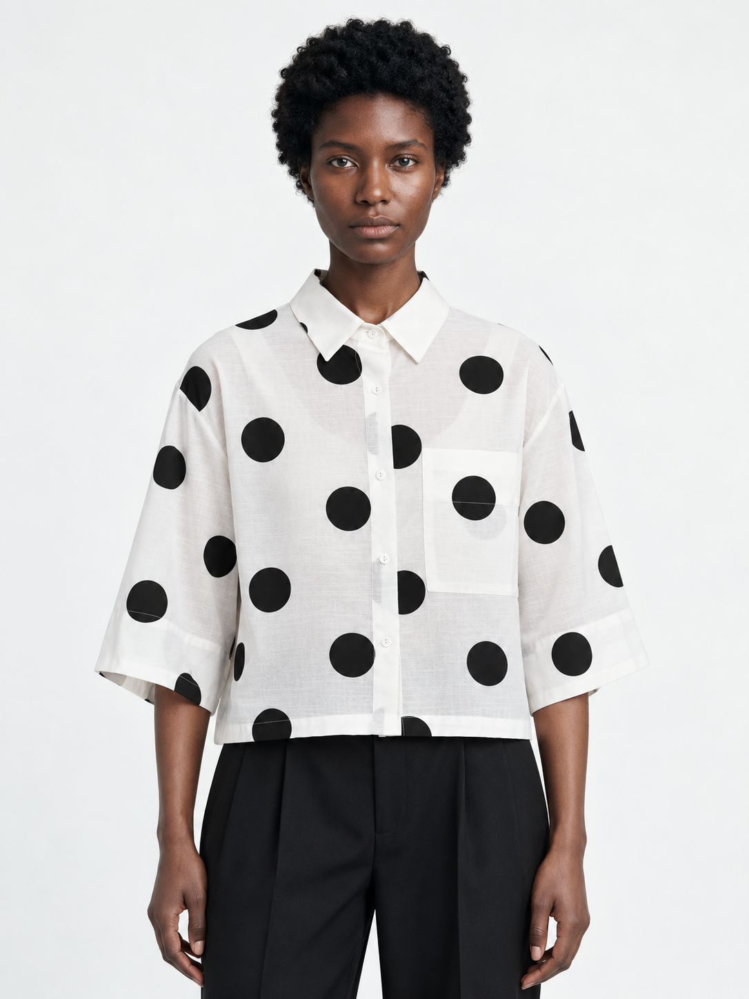 Dot-Print Boxy Shirt · model-front