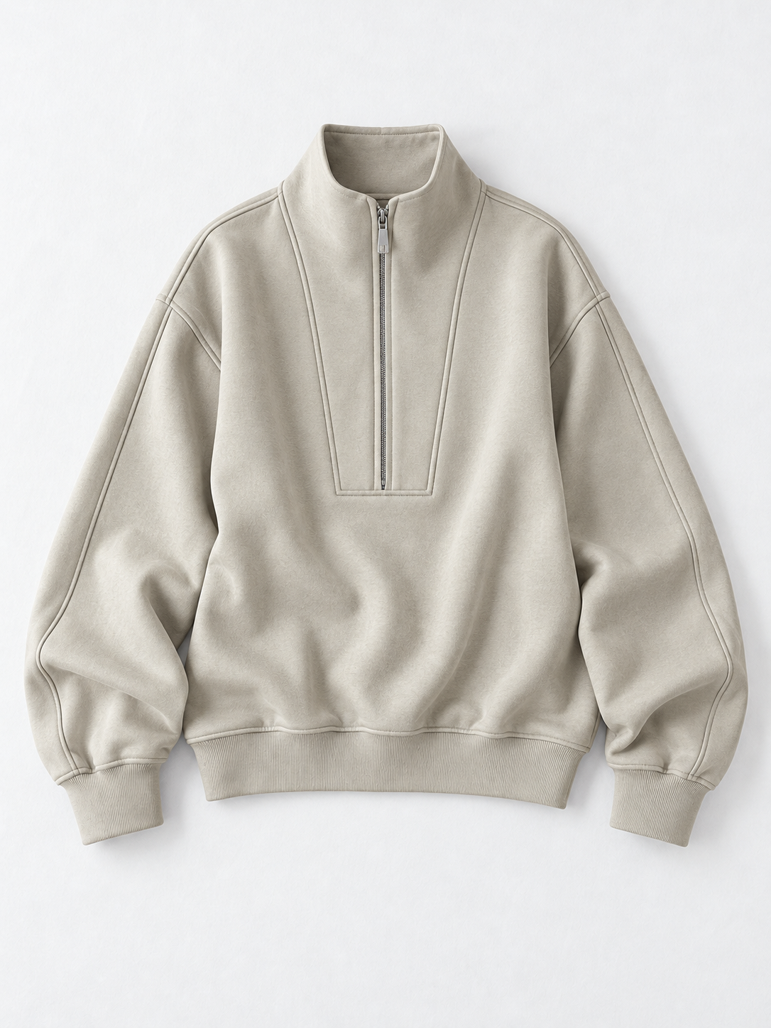 Half-Zip Sculpted Sweatshirt · flat-front