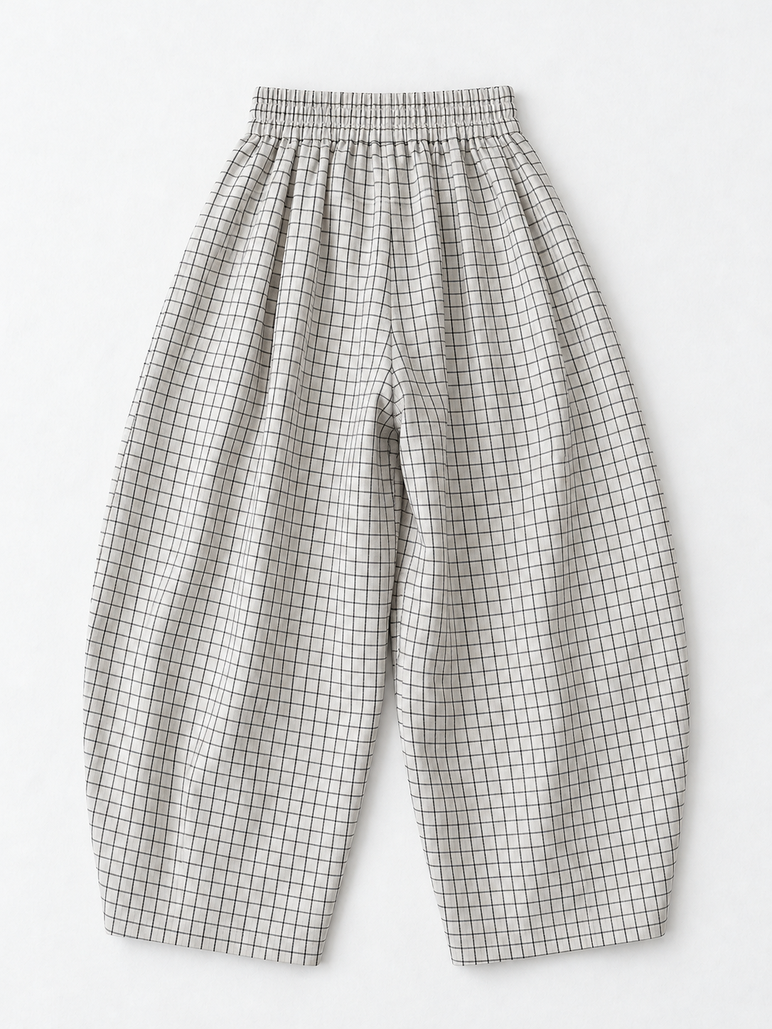 Fine Check Balloon Trousers · flat-back