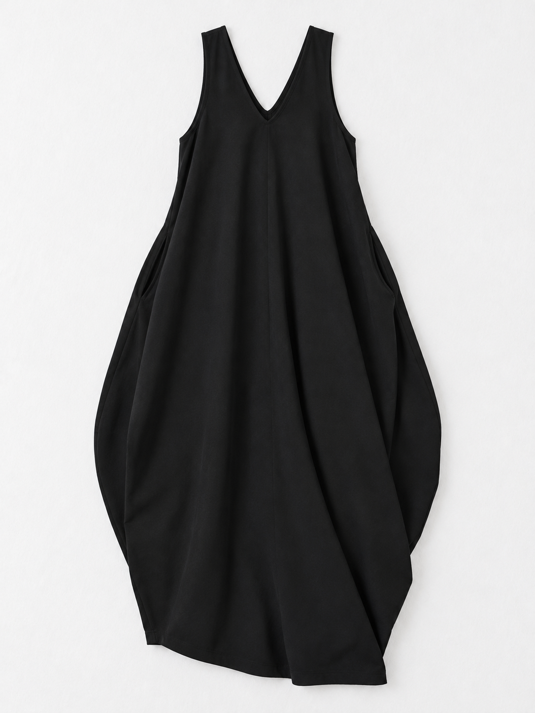 Sculptural V-Neck Maxi Dress · flat-front