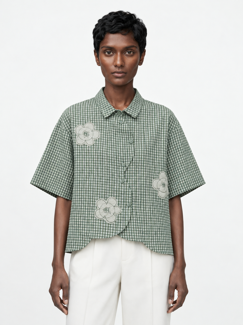 Floral Check Short-Sleeve Shirt