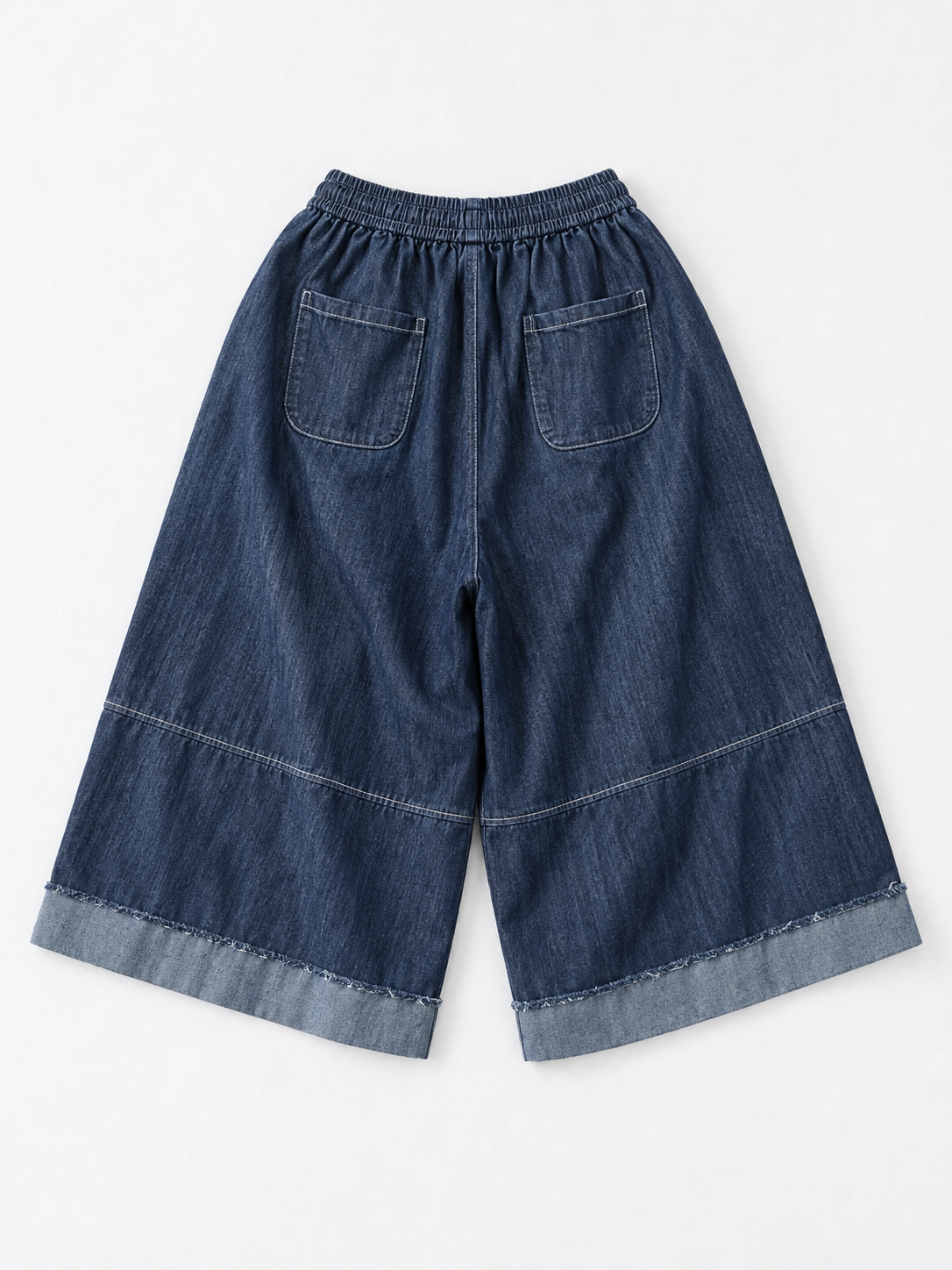 Panelled Denim Culottes · flat-back
