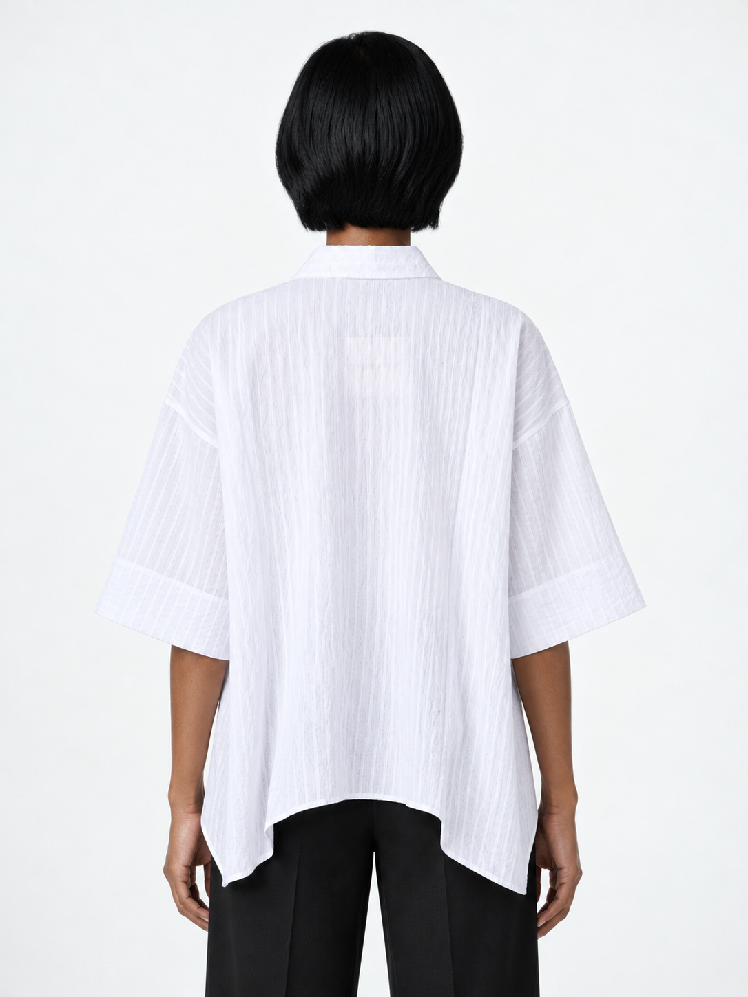 Cross-Front Short-Sleeve Shirt · model-back