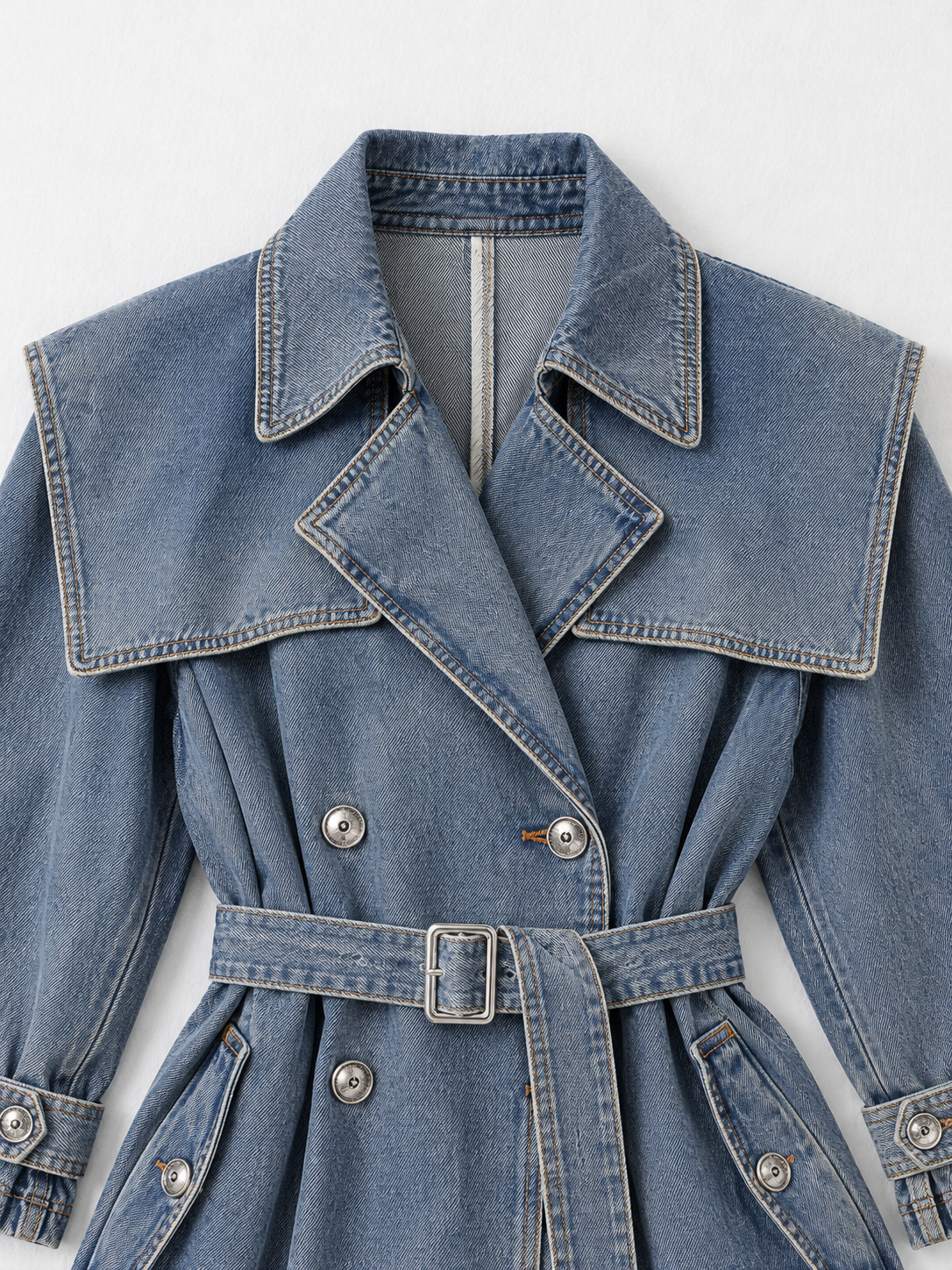 Cape-Yoke Denim Trench · detail-1