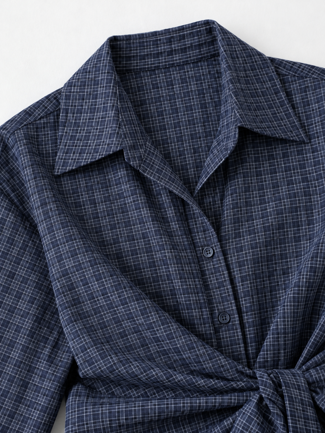 Check Wrap-Tie Shirt · detail-1