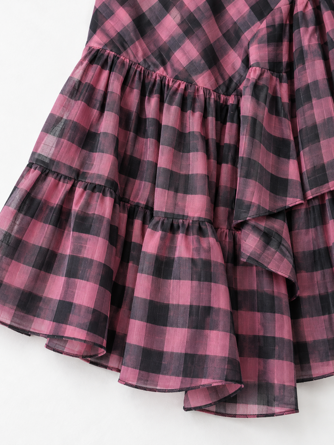 Draped Check Tiered Skirt · detail-2