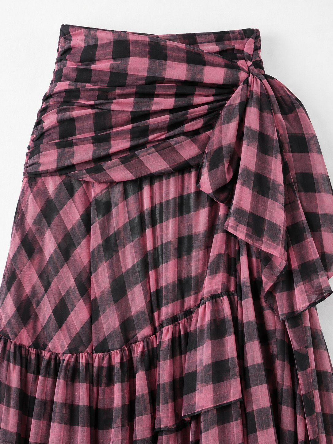 Draped Check Tiered Skirt · detail-1
