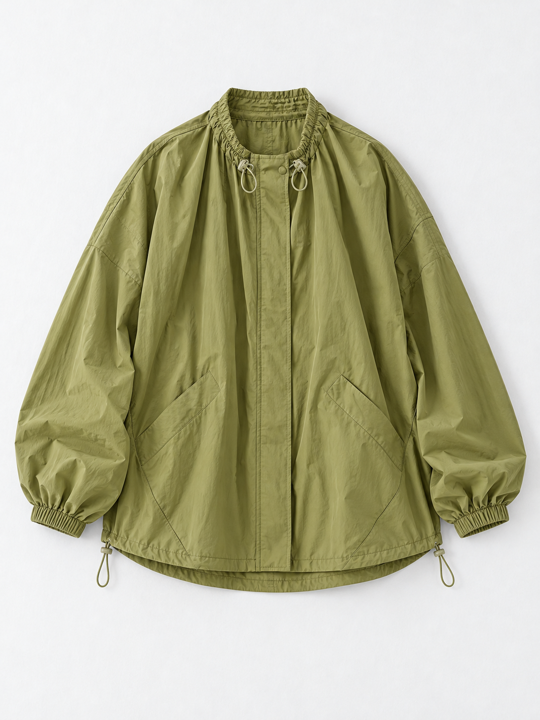 Drawstring Volume Jacket · flat-front