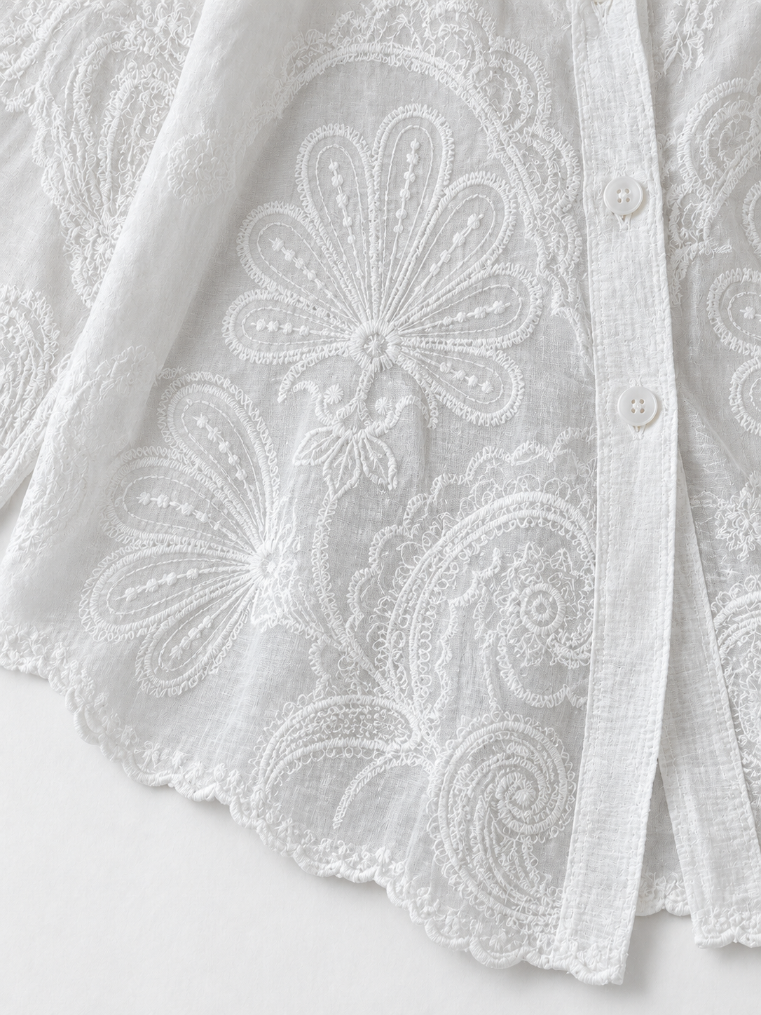 Embroidered Scallop-Hem Shirt · detail-1