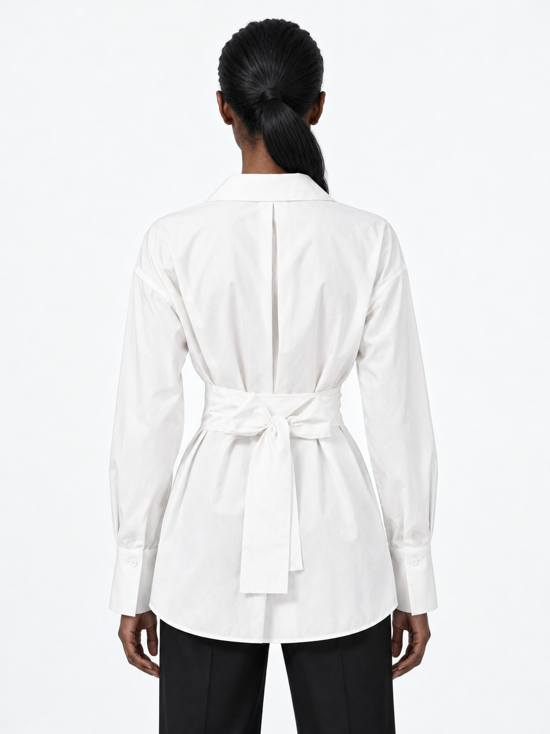 Wrap-Tie Longline Shirt · model-back