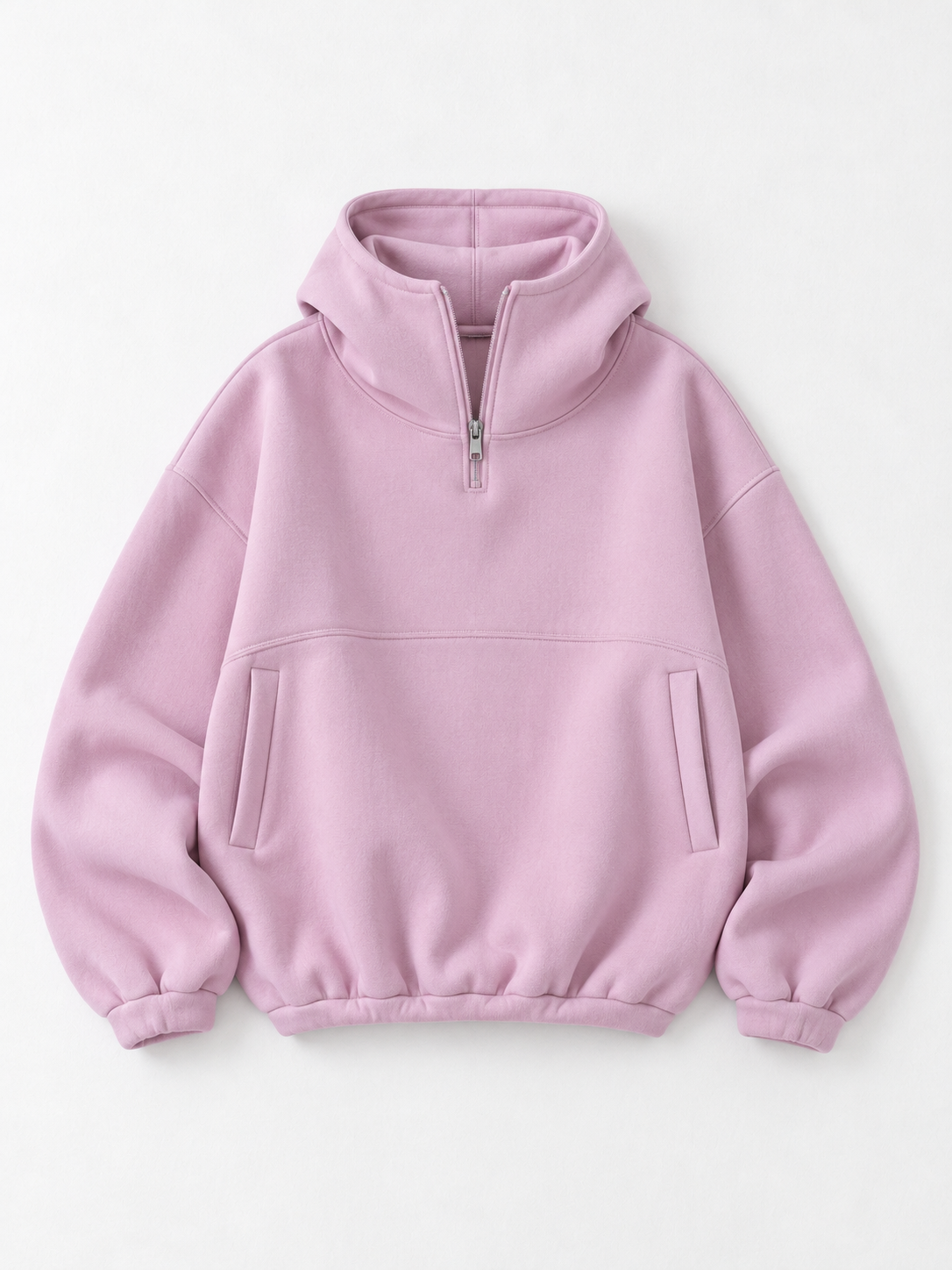 Half-Zip Volume Hoodie · flat-front