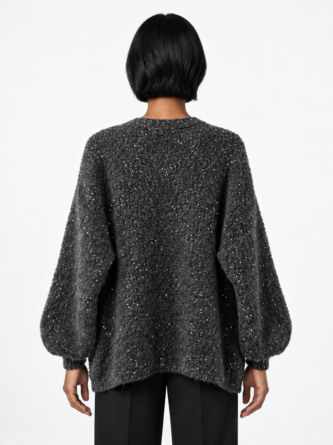 Sequin Open Knit Cardigan · model-back