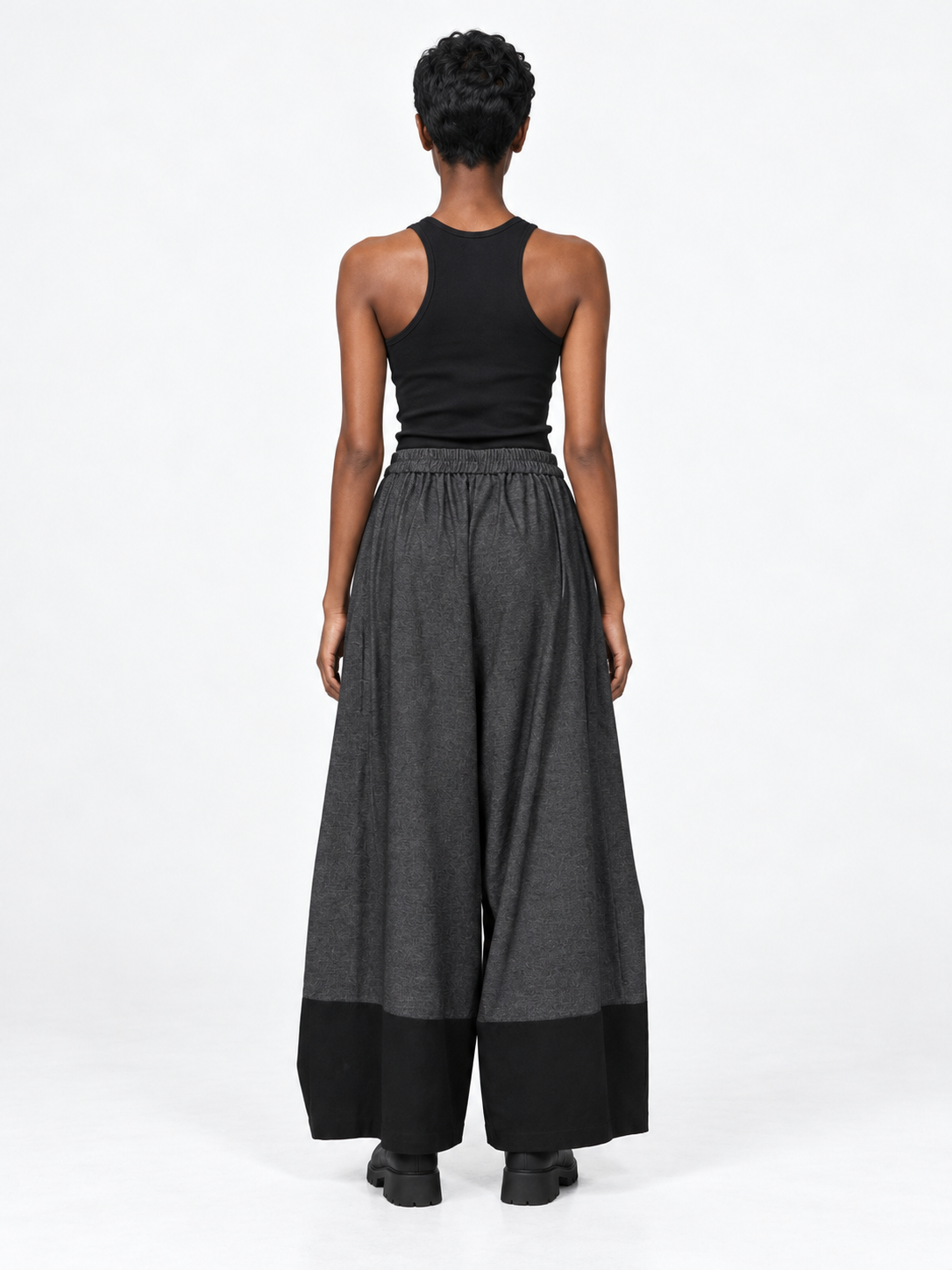 Draped Panel Wide-Leg Trousers · model-back