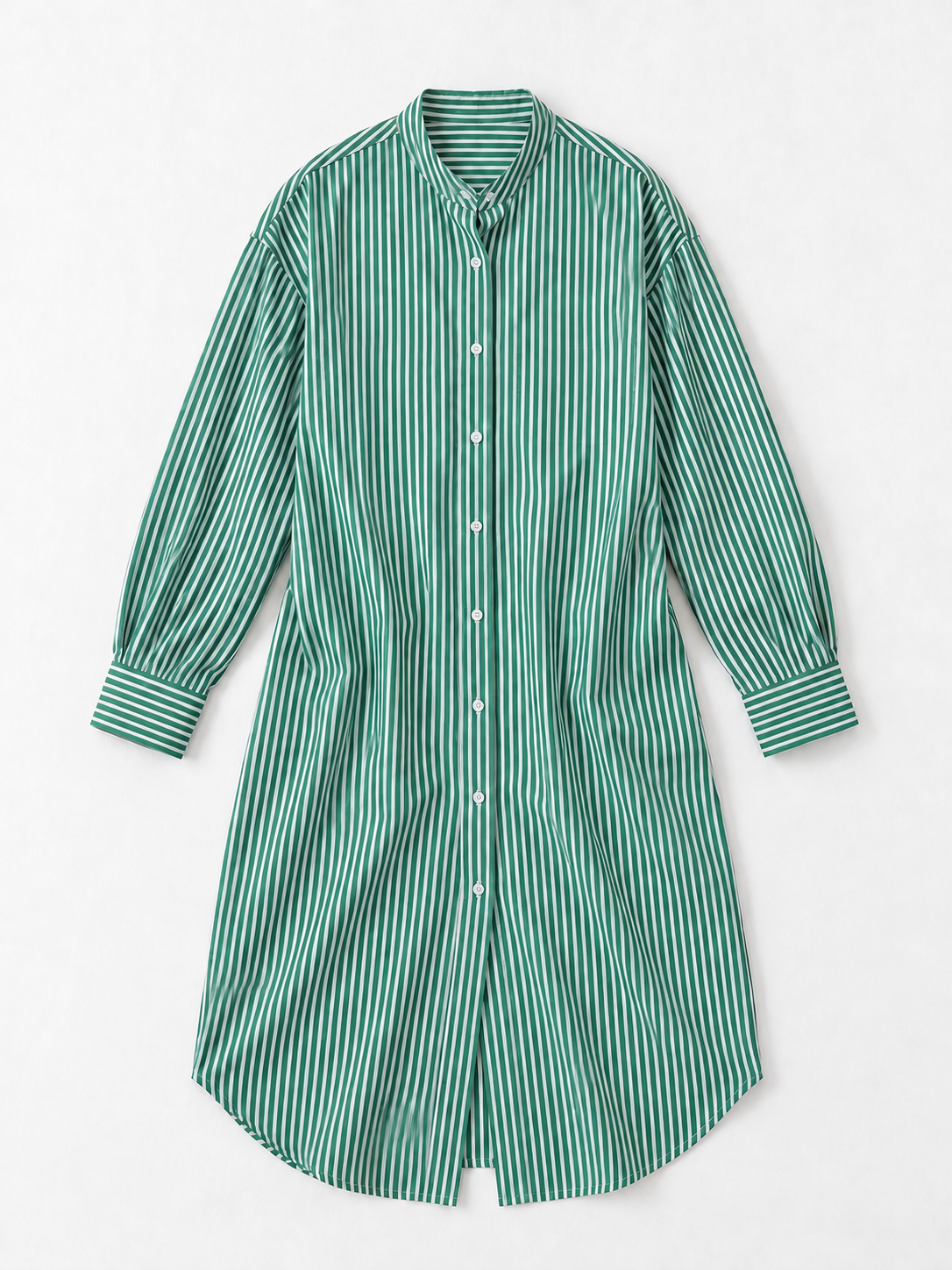 Narrow-Stripe Long Shirt Dress · flat-front
