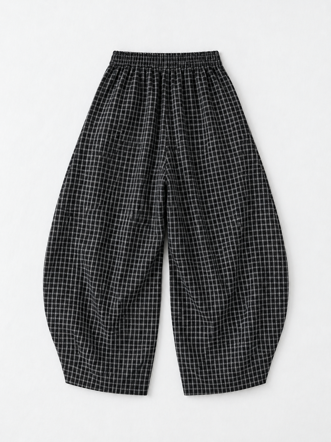 Windowpane Balloon Trousers · flat-back