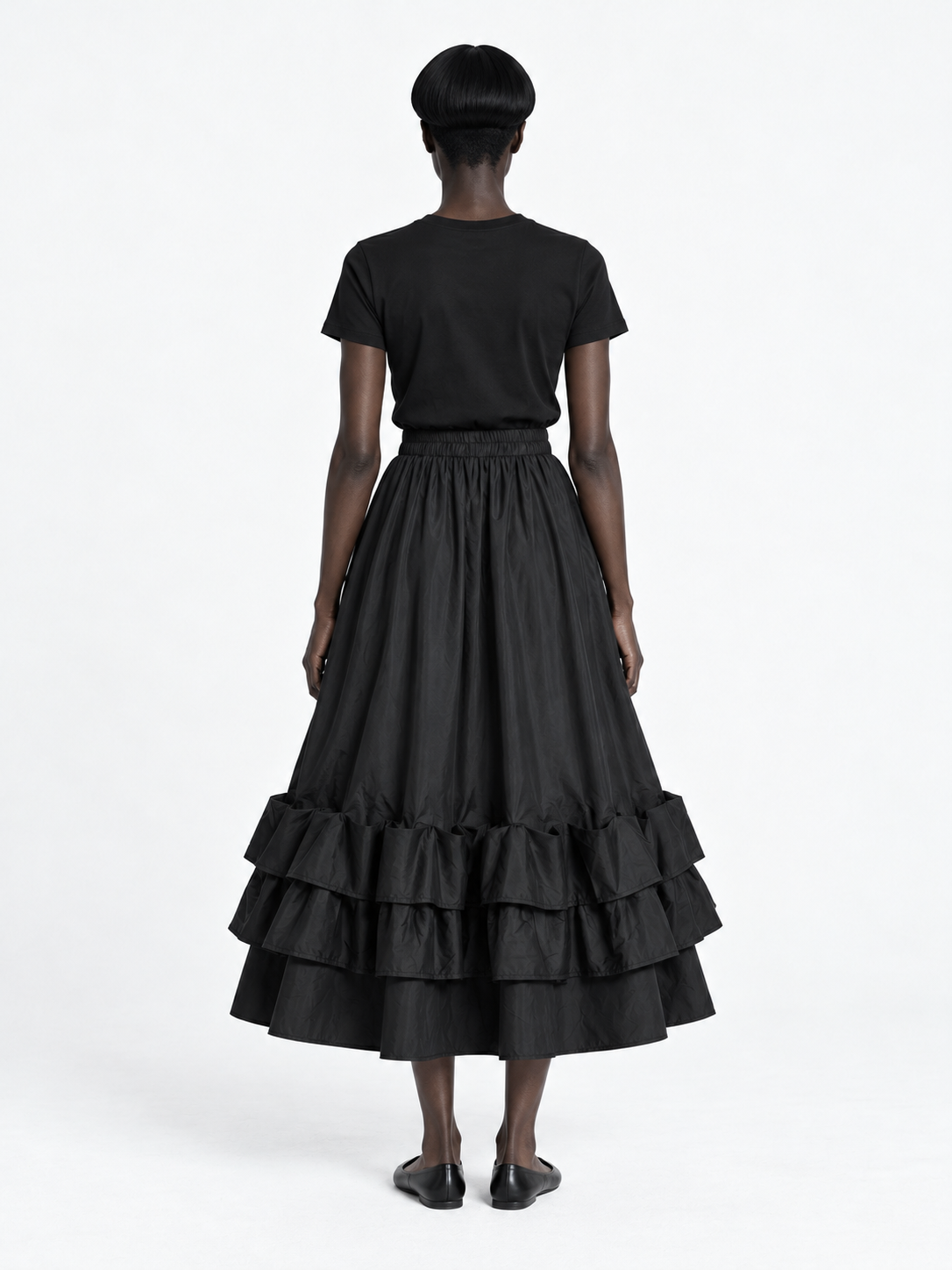 Double-Ruffle Midi Skirt · model-back