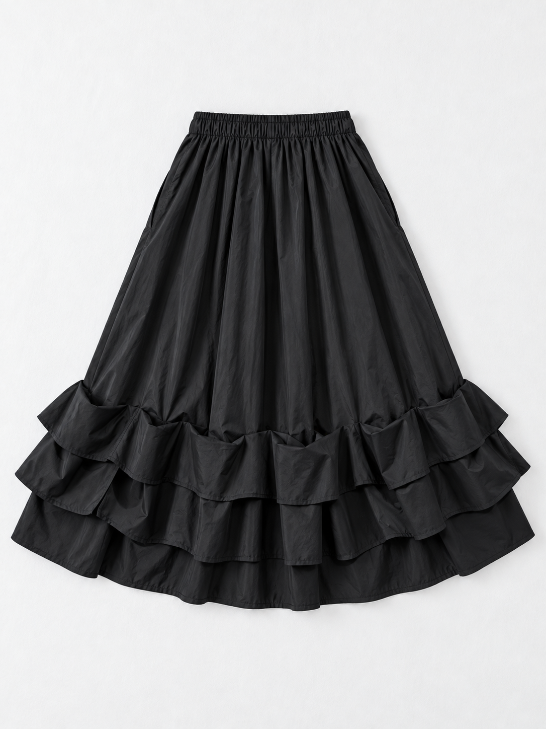 Double-Ruffle Midi Skirt · flat-back