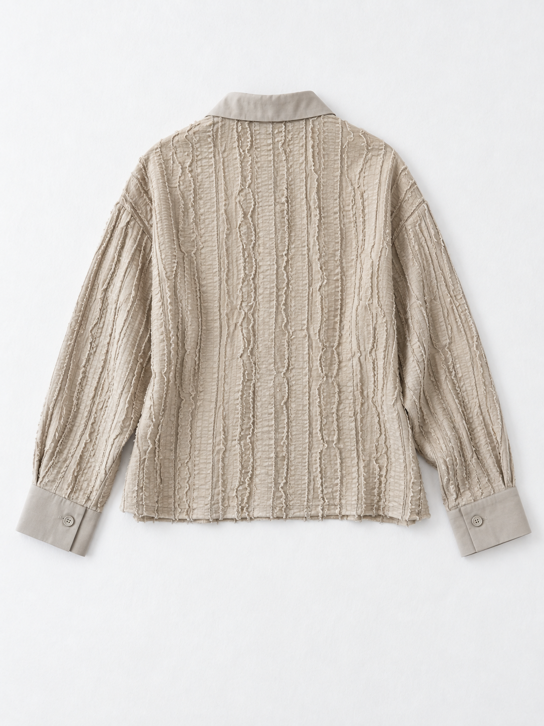 Textured Stripe Cropped Shirt · flat-back