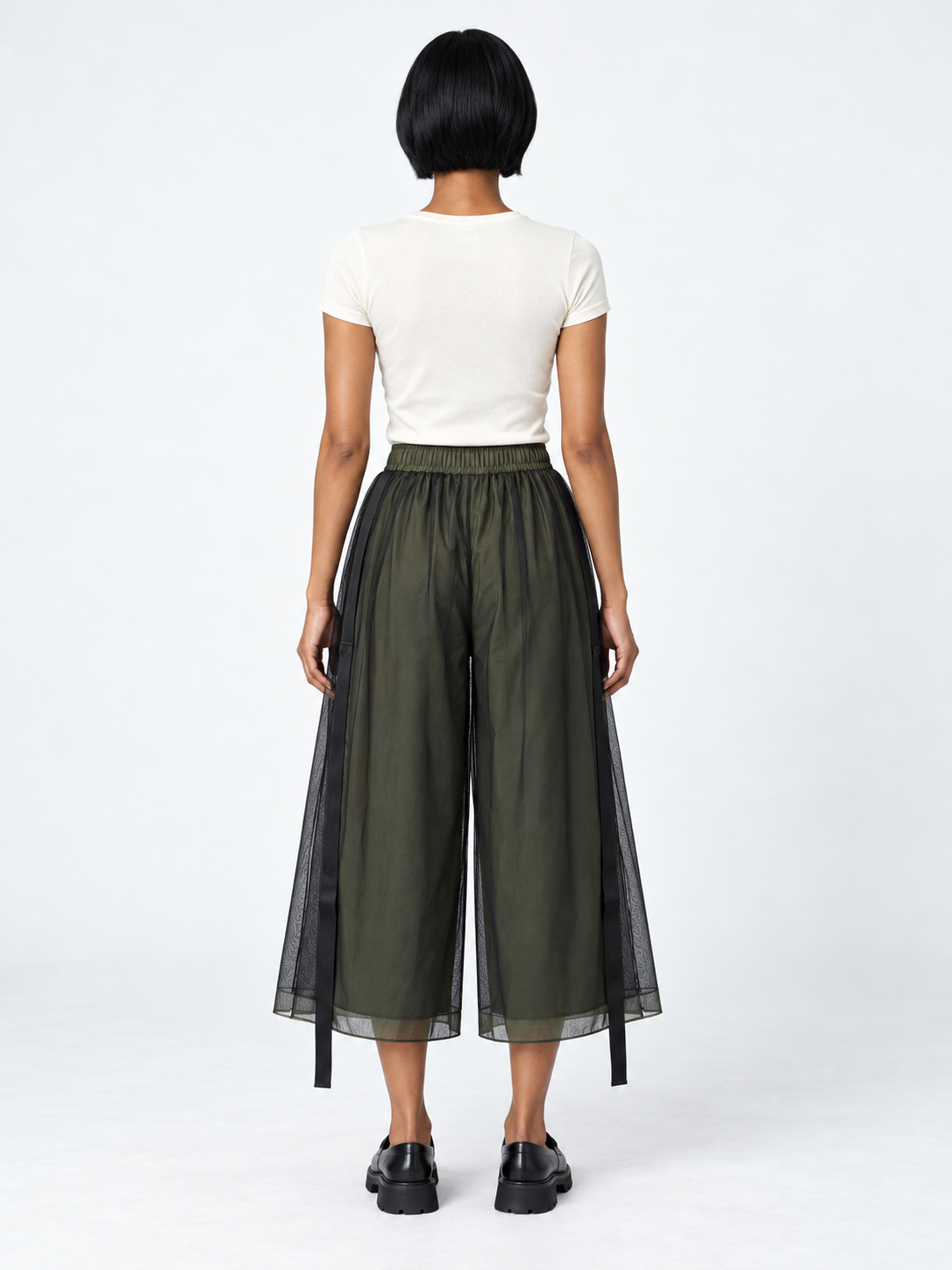 Mesh-Overlay Cargo Culottes · model-back