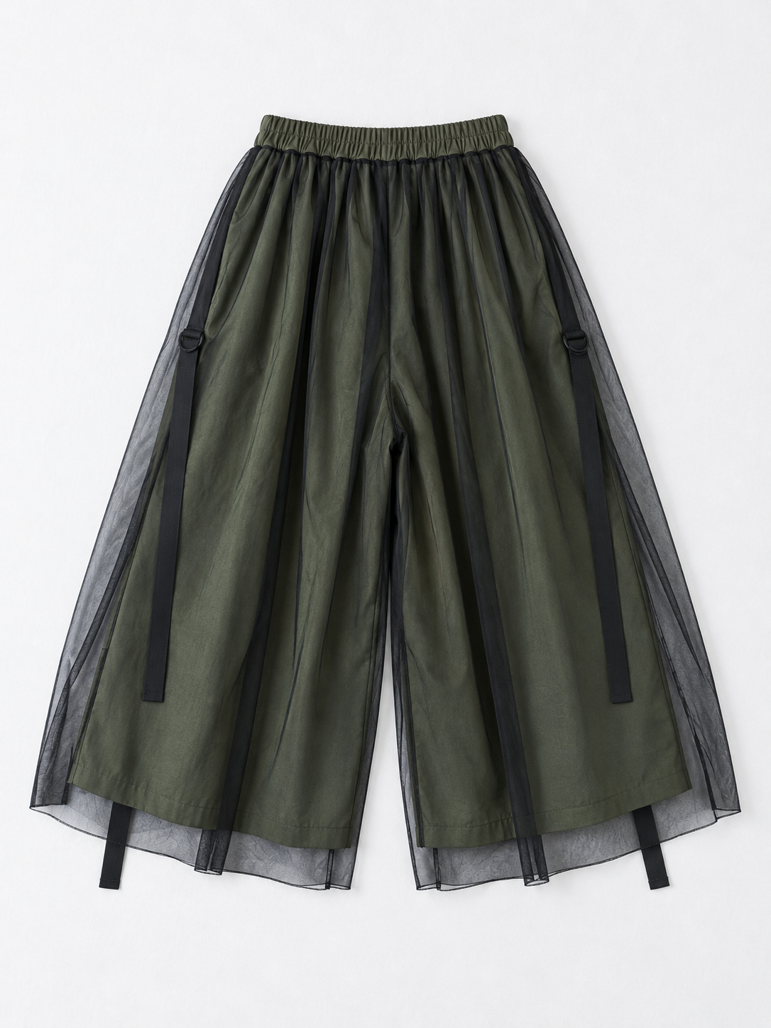 Mesh-Overlay Cargo Culottes · flat-back