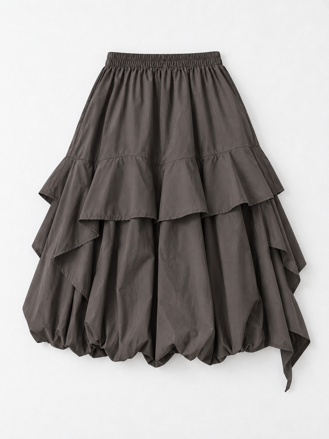 Asymmetric Ruffle Balloon Skirt · flat-back